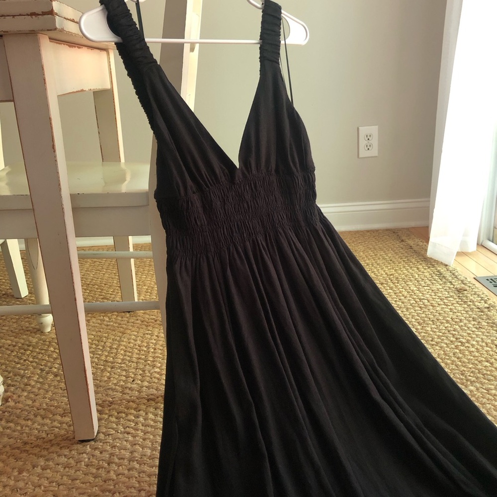 New: Abercrombie & Fitch Scrunch Strap Linen Blend Midi Maxi Dress. Size Small - Picture 5 of 13